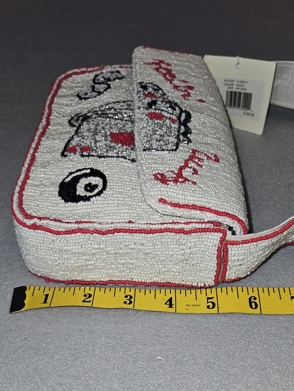 Viral Sol & Mer "Feelin' Lucky" White Beaded Shoulder Bag NWT Aces & Dice - Picture 13 of 14